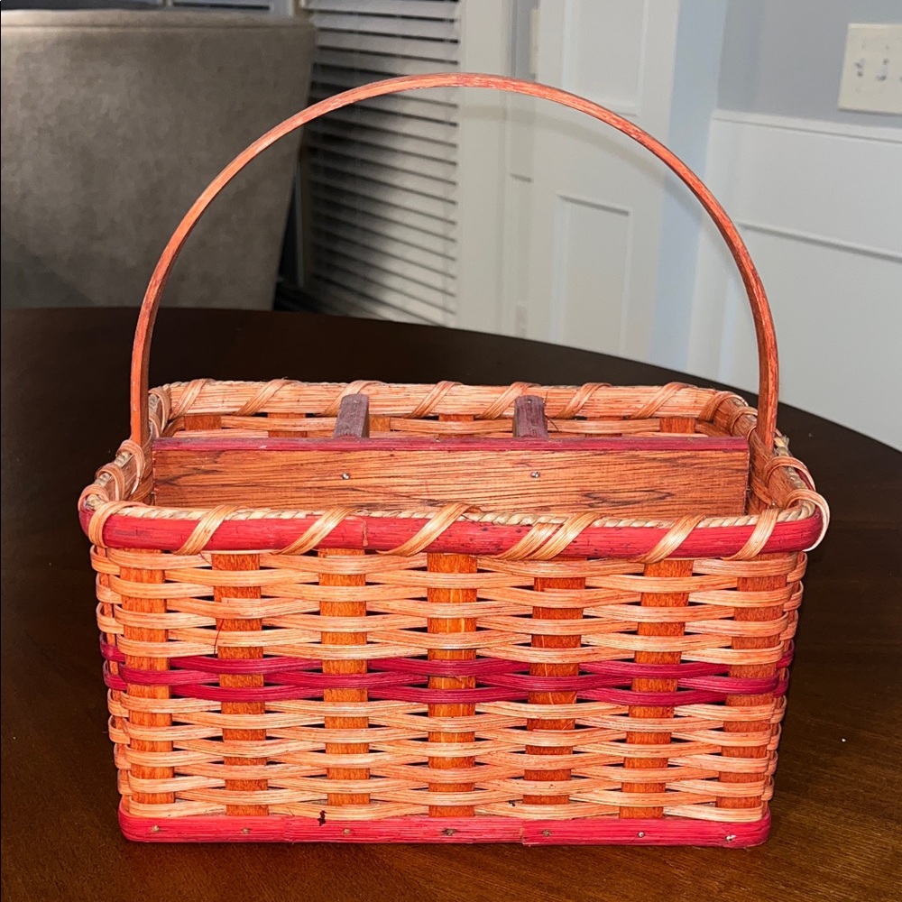 Amish Handcrafted Woven Silverware Basket with Handle